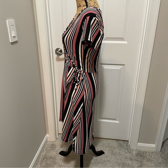 Striped Wrap-Front Dress - Picture 3 of 8